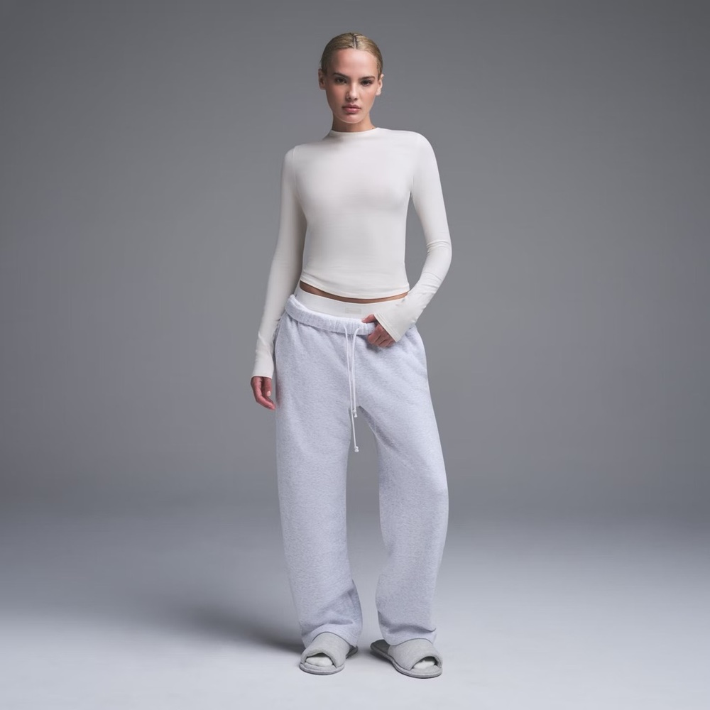 Skims Cotton Jersey Long Sleeve T-Shirt in Marble
